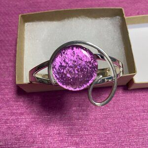 Pink Stone Metal Wrist Bracelet